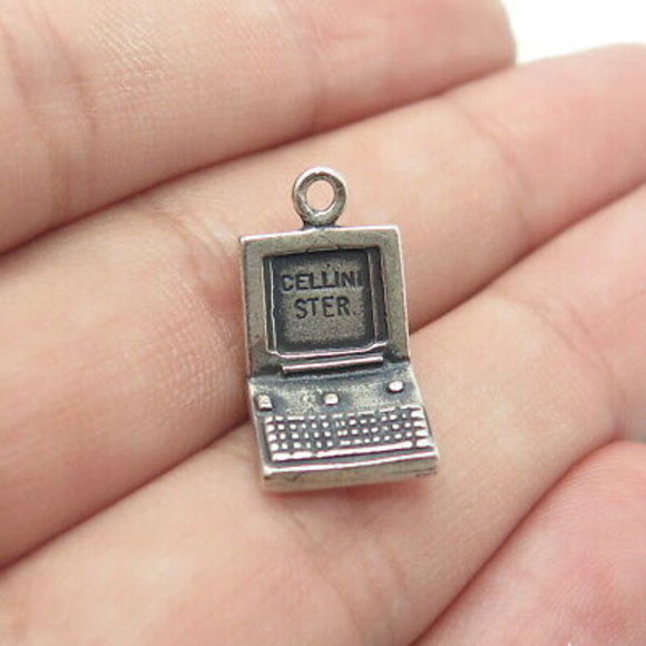 Jewelry - 925 Sterling Silver Vintage Cellini Retro Personal Computer Charm Pendant